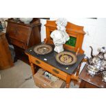 A late Victorian satin wood and marble top wash st