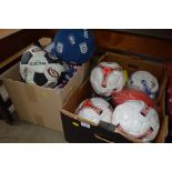 Two boxes of various balls