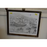 A framed print of Polperro harbour