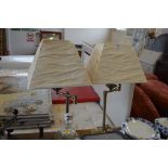 A pair of table lamps and shades