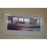 A framed abstract print signed bottom right