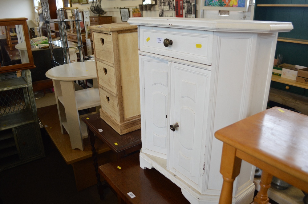 A white painted side cupboard fitted single drawer