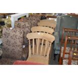 Four beech dining chairs