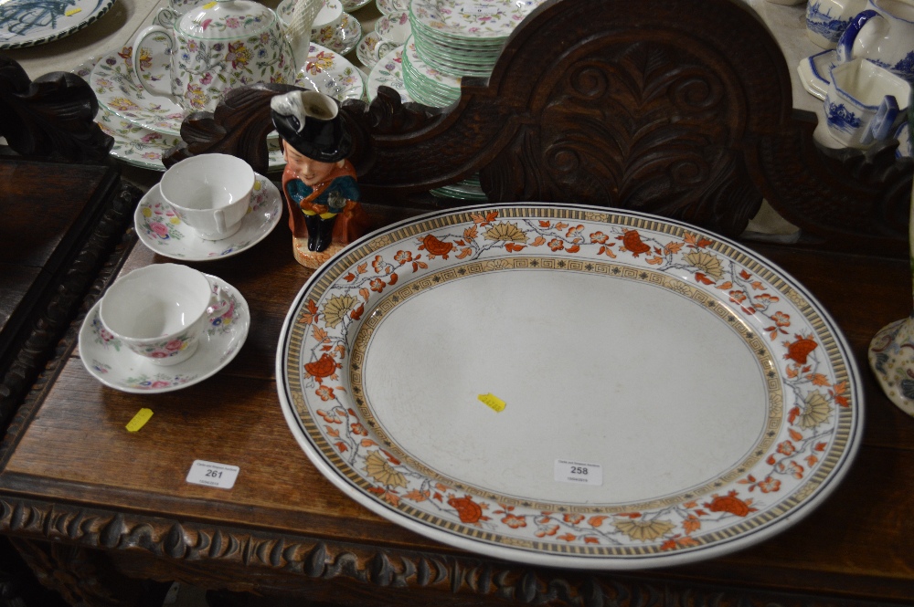 A Victorian satsuma meat plate; together with two