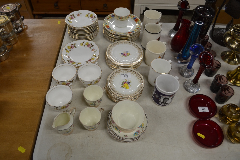 A quantity of various teacups and saucers with sid