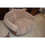 A leather upholstered duo circular seat