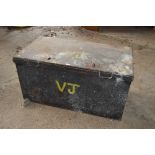 A large heavy duty metal tool storage box