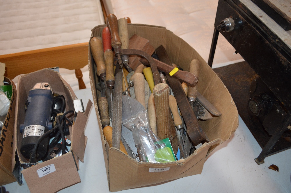 A box of tools including files etc.