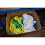 A box of miscellaneous sports clothing