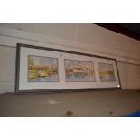 Three coloured prints depicting the River Deben