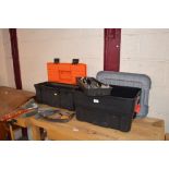 Two tool boxes and contents; and a quantity of gar