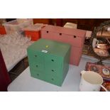 Two small sets of painted drawers