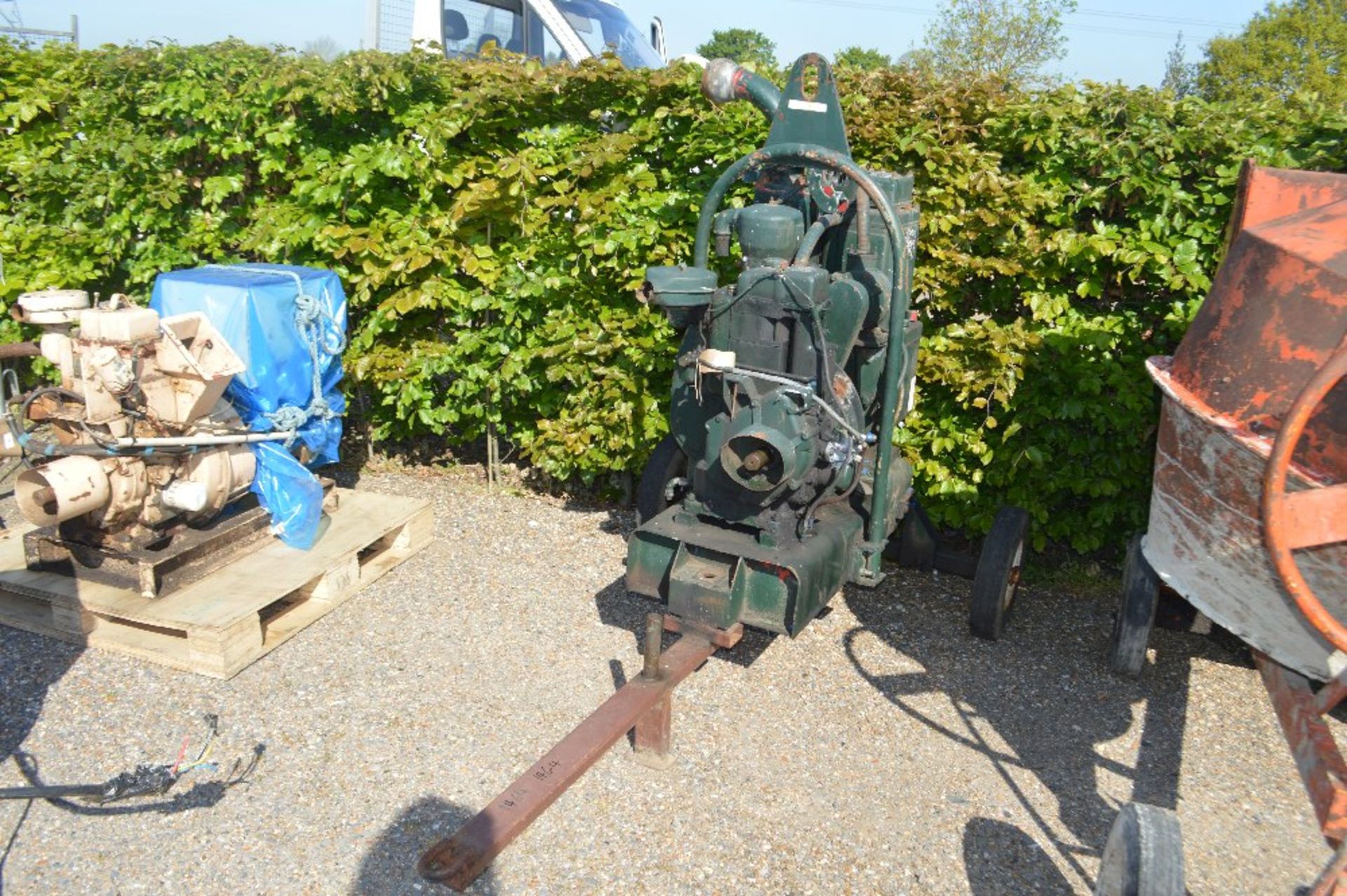 Sykes Uni-Vac 4" water pump driven by Lister diesel engine on trolley.