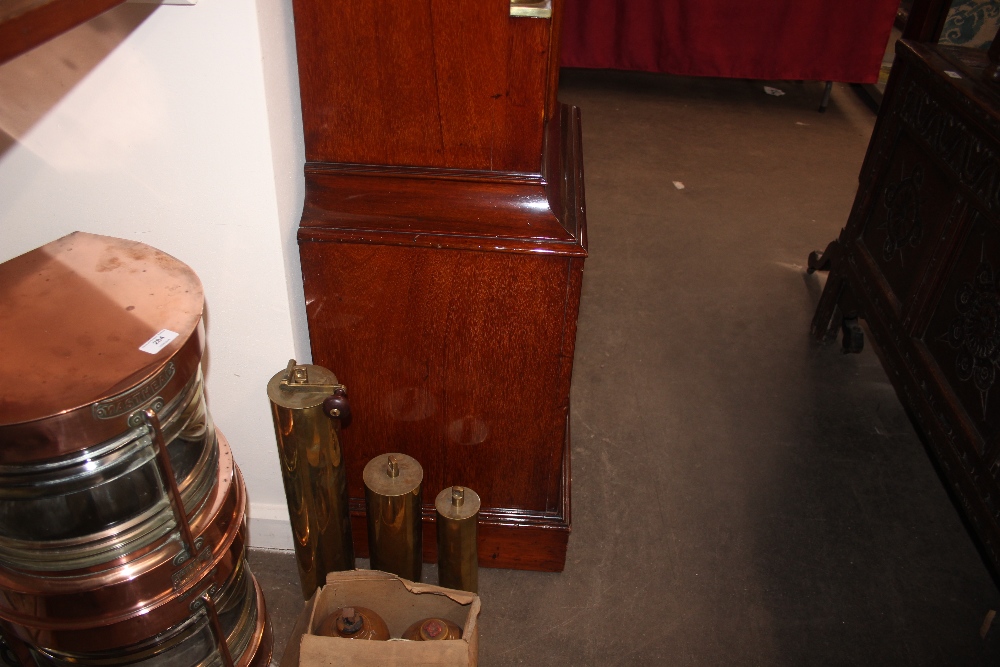 A fine quality Edwardian mahogany and satinwood inlaid chiming long case clock, the hood - Image 9 of 32