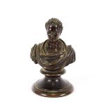 A 19th Century bronze bust, of a Roman Emperor, 13cm high