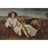 19th Century French school, Goethe in the Roman Campagne, oil on canvas, signed Lagrenée, 60cm x