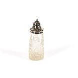 A George V cut glass and silver mounted sugar shaker, hallmarked for Birmingham 1912