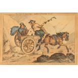 A 19th Century humorous coloured print, by William Heath, "The Highland Light Cart", image 25cm x