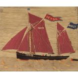 A Victorian wool work embroidery, of the sailing vessel "Devon", 41cm x 49cm