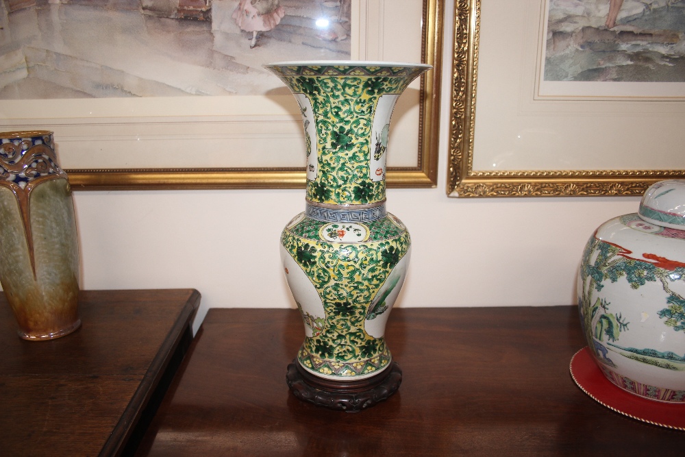 A 19th Century Chinese porcelain famille verte Yan Yan vase, finely painted with an archer and - Image 5 of 15