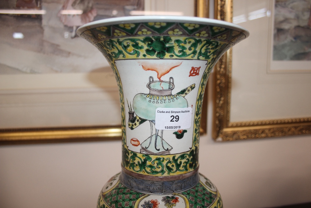 A 19th Century Chinese porcelain famille verte Yan Yan vase, finely painted with an archer and - Image 7 of 15