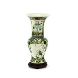 A 19th Century Chinese porcelain famille verte Yan Yan vase, finely painted with an archer and