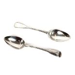A pair of George III silver Old English pattern spoons, by William Sumner, London 1799
