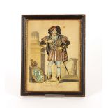 A tinsel picture, depicting "Mr Keene as Richard III", 25cm x 18.5cm contained in a Hogarth style