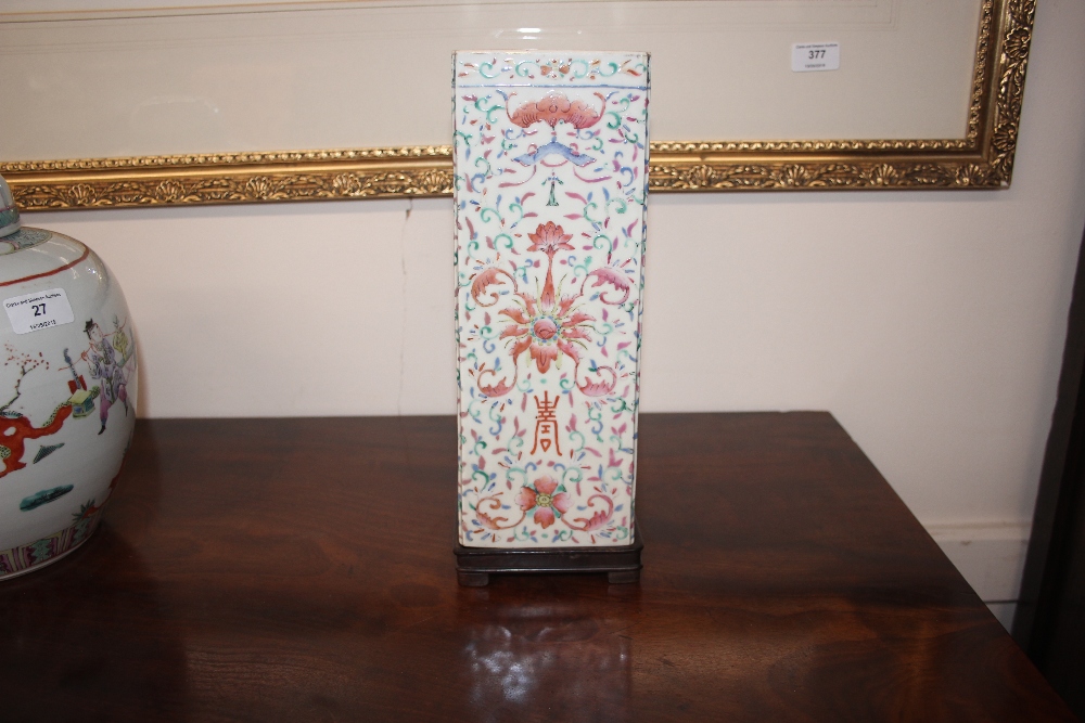 A 19th Century Chinese porcelain vase, of square section, having polychrome decoration of bats, - Image 4 of 17