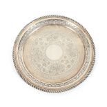 A small Victorian silver tray, William Aitkin, Birmingham 1900, gadrooned rim, pierced flange,