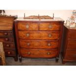 A 19th Century mahogany bow fronted chest, fitted two short and three long graduated drawers and