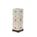 A 19th Century Chinese porcelain vase, of square section, having polychrome decoration of bats,