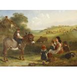 H and C Shayer, "A Summer's Day", country scene with children, a dog, sheep and donkey, oil on