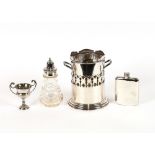 A quantity of various plated cutlery; a plated syphon stand; a pair of continental white metal