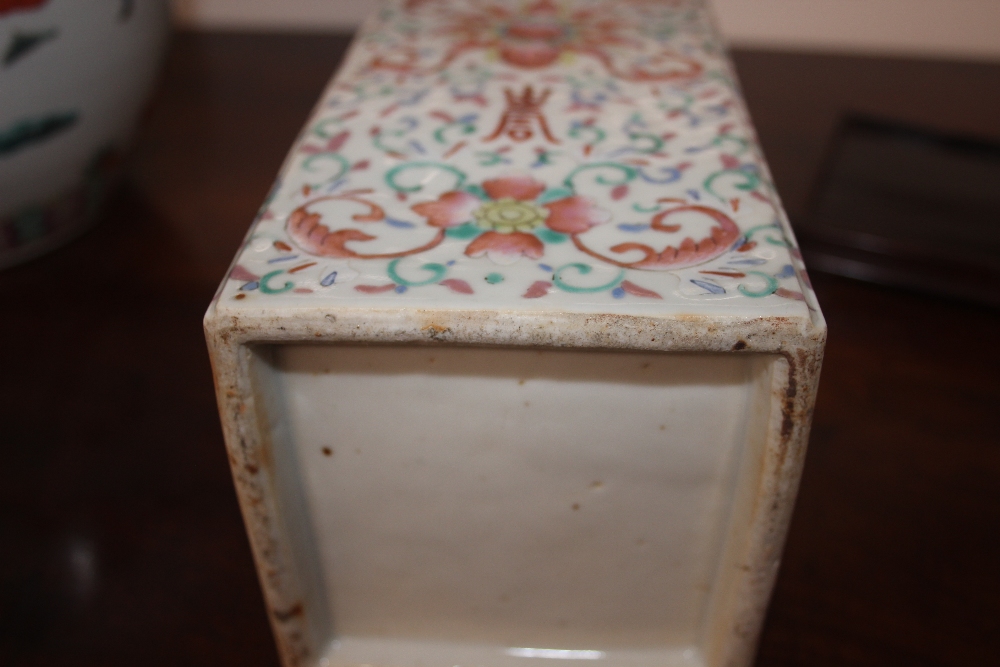 A 19th Century Chinese porcelain vase, of square section, having polychrome decoration of bats, - Image 14 of 17