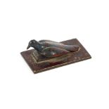A small cold painted bronze figure of a pigeon, 8cm long