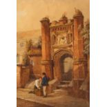 Frederick Russell, study of Wolsey Gate, Ipswich, watercolour signed and dated 1850, 32cm x 22cm