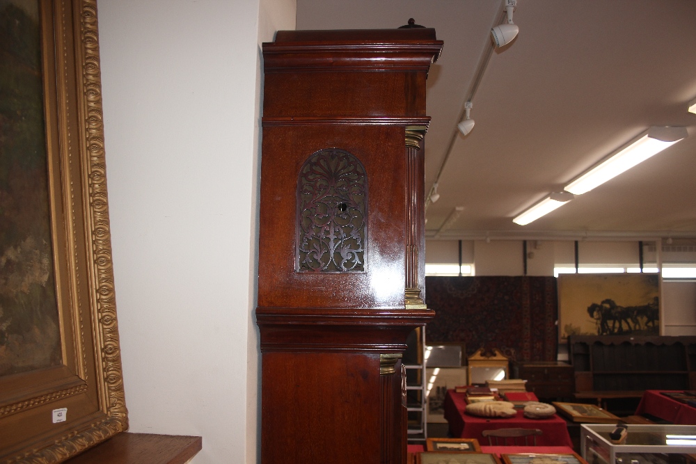 A fine quality Edwardian mahogany and satinwood inlaid chiming long case clock, the hood - Image 10 of 32