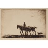 George Soper, 1870-1942, drypoint etching on laid paper, "Going to Work" 1926, signed in pencil,