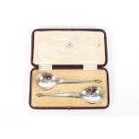 A cased pair of silver serving spoons, by Mappin & Webb, Sheffield 1924
