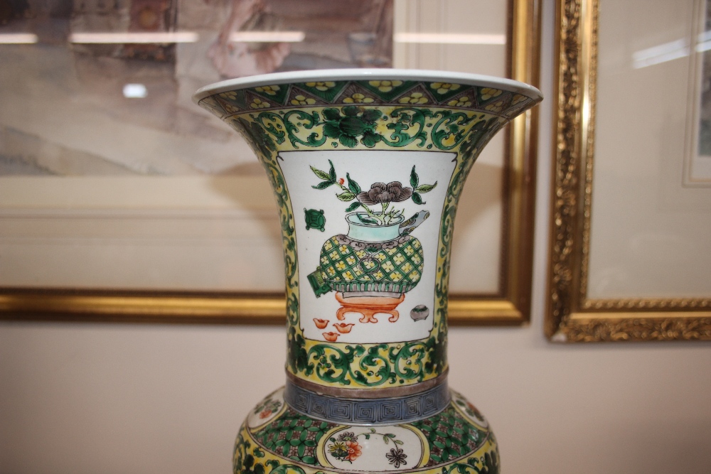 A 19th Century Chinese porcelain famille verte Yan Yan vase, finely painted with an archer and - Image 3 of 15
