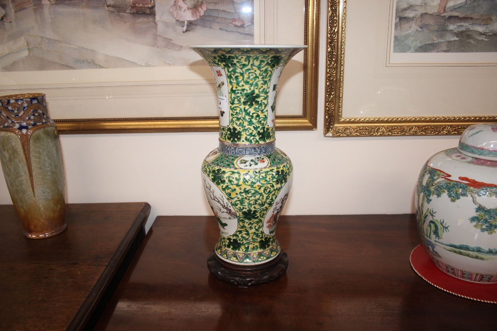 A 19th Century Chinese porcelain famille verte Yan Yan vase, finely painted with an archer and - Image 9 of 15