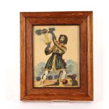 A Victorian tinsel picture, "Mr Horn as Casper" in the incantation scene, 24cm x 17.5cm in oak