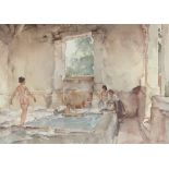 Sir William Russell Flint, 1880-1969, coloured print depicting women bathing, pencil signed with