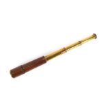 An HBM & Co., brass and leather bound four draw telescope, engraved Tele Sgt. REGT OS126 GA number