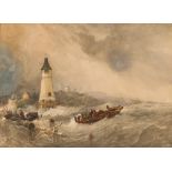 J. Salmon, study of "Bow and Arrow" castle, Portland; and another of Berwick, watercolours, (a