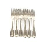 A set of six William IV silver dinner forks, crested London 1837, weight 16ozs.