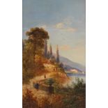 H. Waldek, 19th Century oil on canvas, Mediterranean coastal scene, signed, 50cm x 29cm