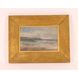 L. Harris Smith, shoreline scene, signed oil on panel, 19cm x 29cm