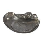 A small Art Nouveau pewter dish, decorated with head of a young girl with flowing hair, 12cm